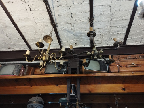 Araña Holandesa En Bronce De 5 Brazos. Cableada 0