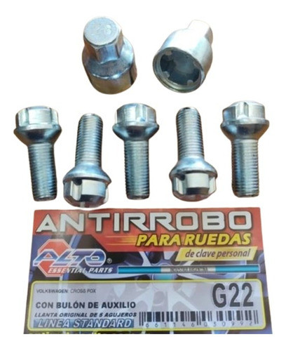 Kit Bulón Tuerca Antirrobo Volkswagen Cross Fox Con Auxilio 0