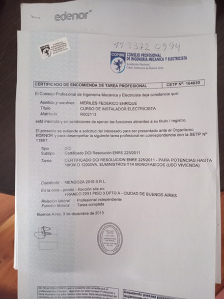 Certificados Dci Edenor Edesur 0