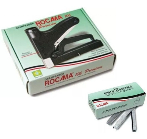 Grampeador Rocama 106+3500 Grampo Tecido Sinuca Tapeceiro 0