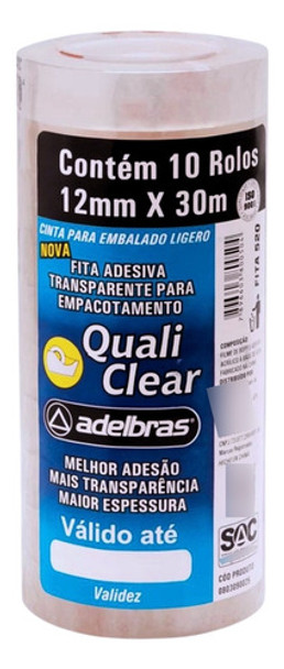 Fita Adesiva Transparente 12mmx30m 10 Rolos - Adelbras 0