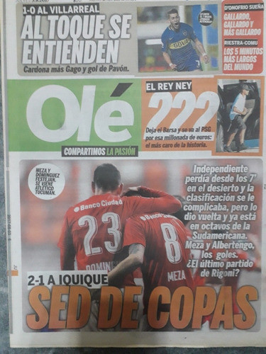 Diario Ole 3 Agosto 2017 Independiente 2 Iquique 1 0