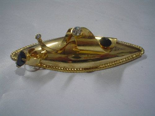 Prendedor Fantasia Piedra Azabache Dorados Bijouterie 0