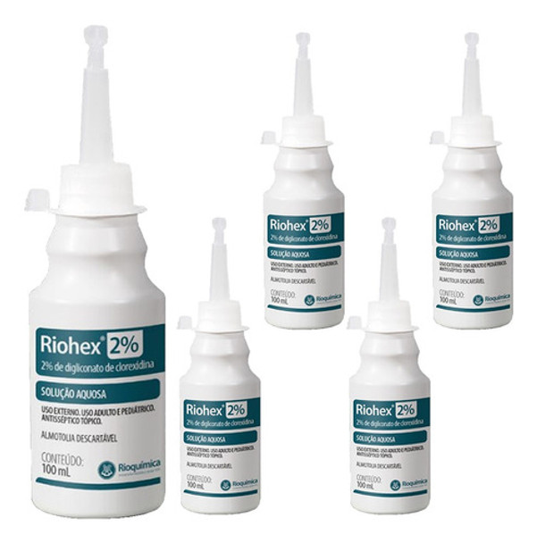 Clorexidina 2% Riohex Solução Aquosa 100ml 5 Unidades 0