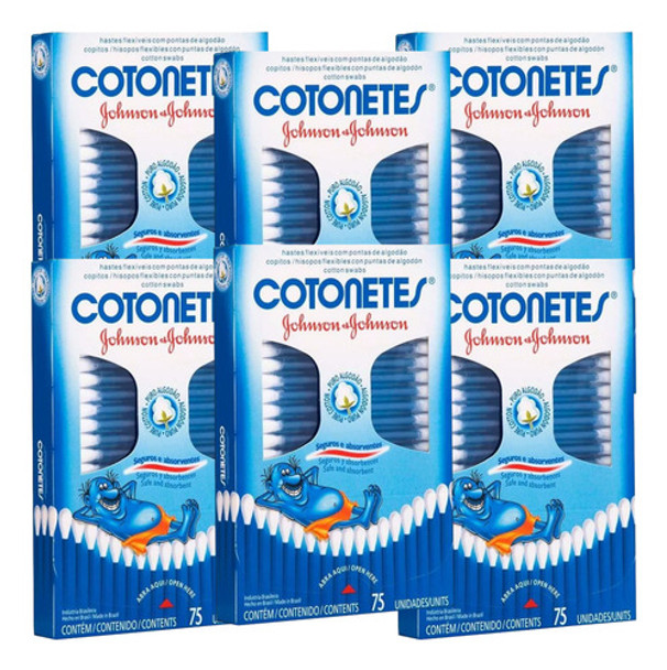 Kit 6 Hastes Flexíveis Cotonetes Com 75un Johnson's Barato 0
