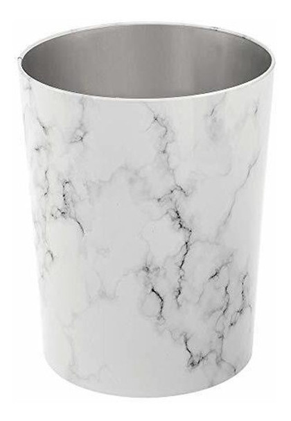 Cubo De Basura Pequeño De Metal Redondo Mdesign Papelera, Co 0