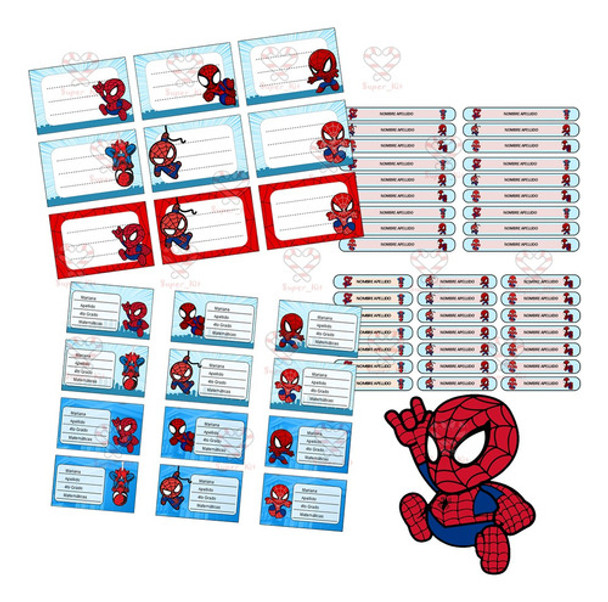 Kit Imprimible Etiquetas Escolares Spiderman Hombre Araña 0