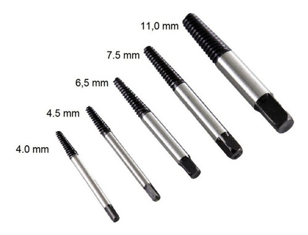 Extractor Para Tornillos Rotos Acero 5 Pz Calidad Superior 0