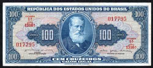 Brasil Billete 100 Cruzeiros Del Año 1964 - Pick #170b - Vf 0