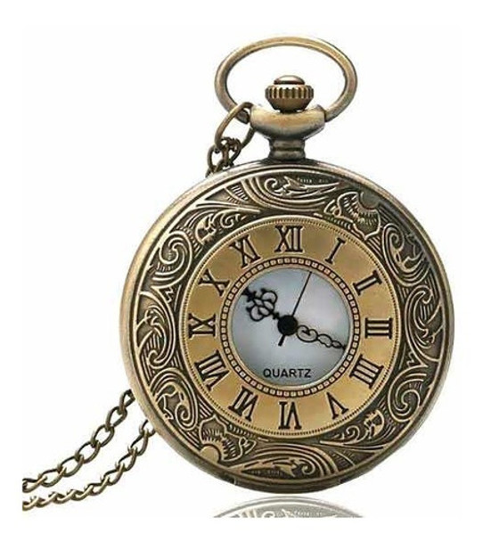 Relógio De Bolso  Bronze Com Corrente Retro Vintage Barato 0
