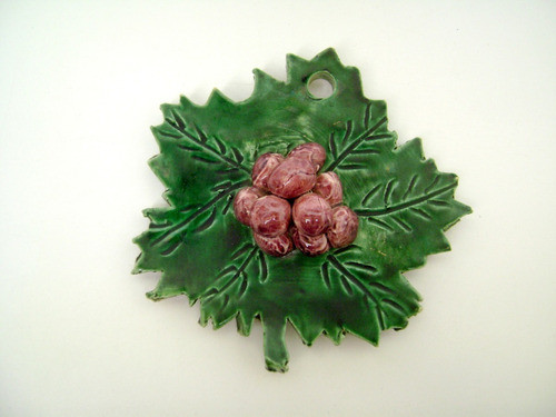 Antiguo Adorno Hoja De Parra Uvas Vid Para Colgar Boedo 0