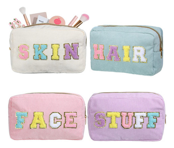 4 Bolsas De Cosmticos De Pana Para Maquillaje, Parches De Le 0