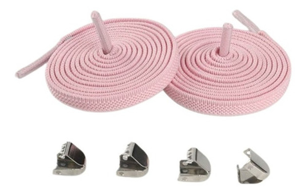 Cadarço Elástico Tênis Plano Com Presilha - Rosa Bebê 100cm 0