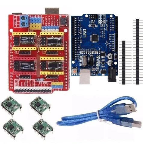Kit Cnc Uno C/cable + Shield Cnc + 4 Driver A4988 3d 0