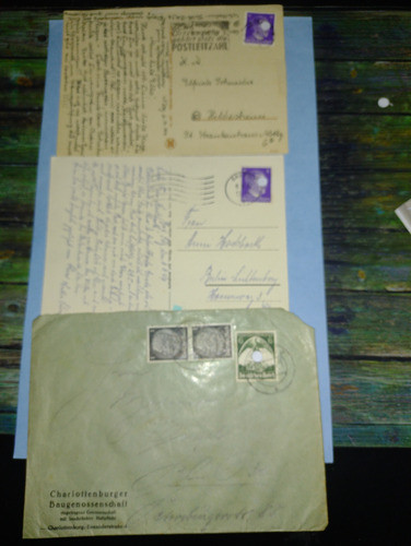 Alemania 3reich Sobre Y Postales Circulados Con Estampillas 0