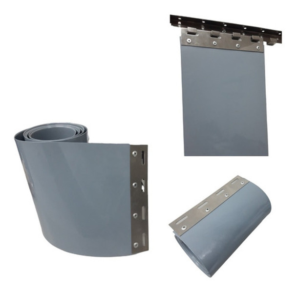 Cortina Pvc Cinza 2,00 X 1,40 Lado A Lado 0