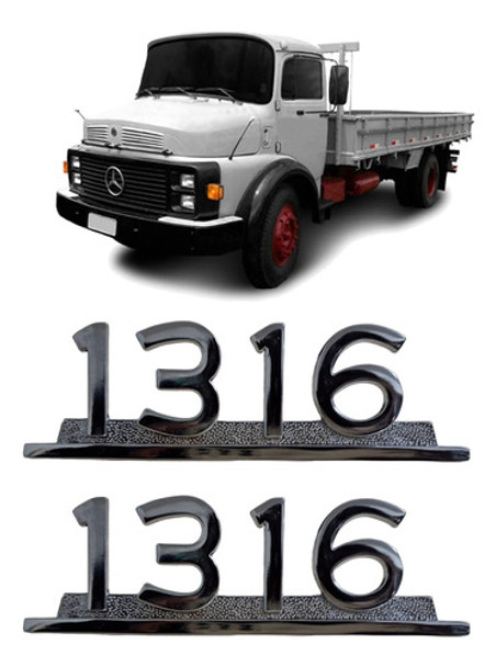 Par Emblema Caminhão Mb 1316 Cromado Ferro Zamak 0