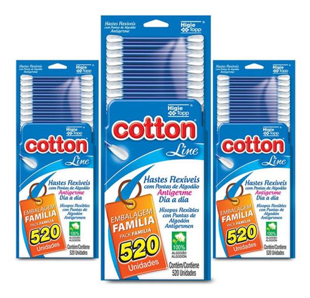 Cotonete Hastes Flexíveis Cotton -520 Unidades 0