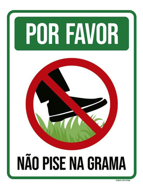 Placa Sinalização Por Favor Não Pise Na Grama 18x23 0
