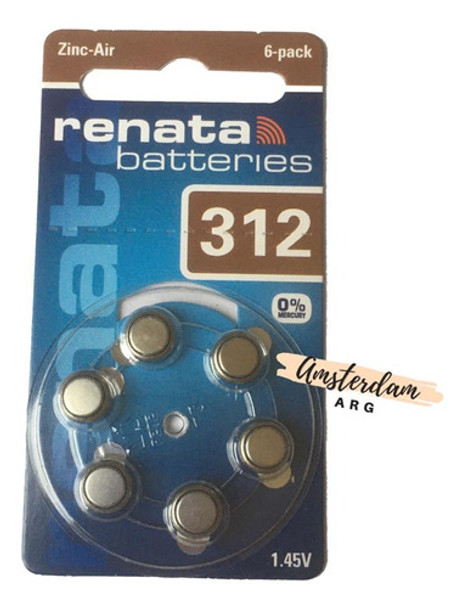 Pilas Renata 312  1 Blister X 6 Pilas  Para  Audifono 0