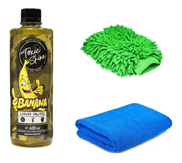 Shampoo Con Cera Banana Toxic Shine + Manopla + Microfibra 0