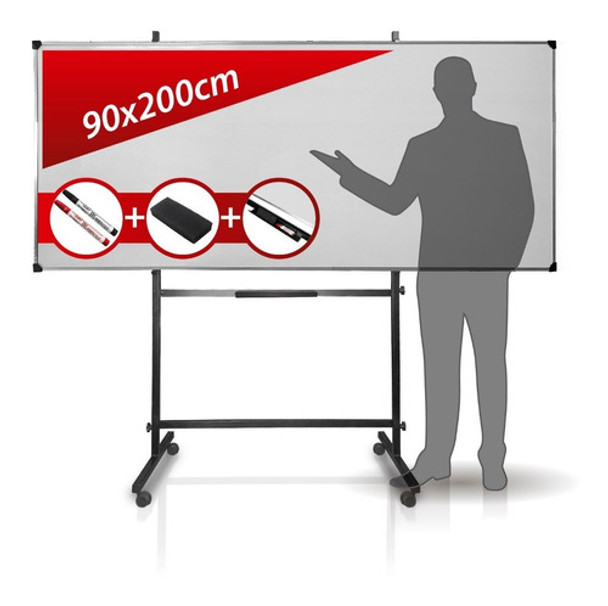 Pizarra Blanca De 90x200cm + Pedestal Metálico Con Ruedas 0 Pizarra Blanca De 90x200cm + Pedestal Metálico Con Ruedas 0