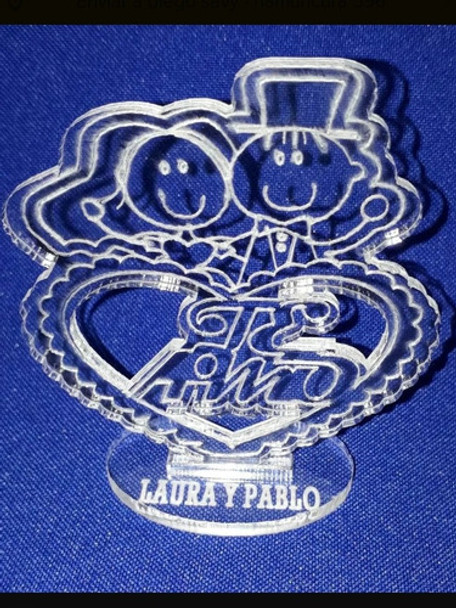Souvenir Acrilico Boda Te Amo X 60 Unidades Mas Centro Mesa 0