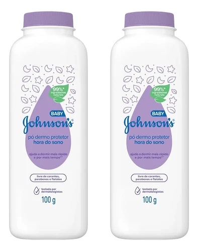 Kit 2 Talco Johnsons Baby 100g Dermo Protetor Hora Do Sono 0