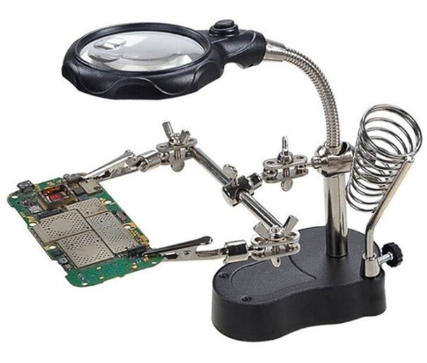 Lupa Pinzas Y Luz Led Multiproposito Soldador Electronica 0