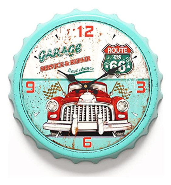 Reloj De Pared Retro De Hierro Con Diseño De Tapa De Botella 0