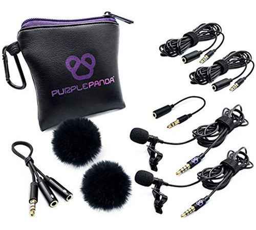 Purple Panda Dual Interview Lavalier Lapel Microphone Kit (2 0