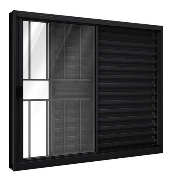 Janela De Alumínio Veneziana De Correr Lateral Com Grade 3 0