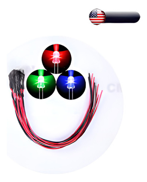 10pcs 5mm Precableados Dc 9-12v Rgb Lento Intermitente Agua 0