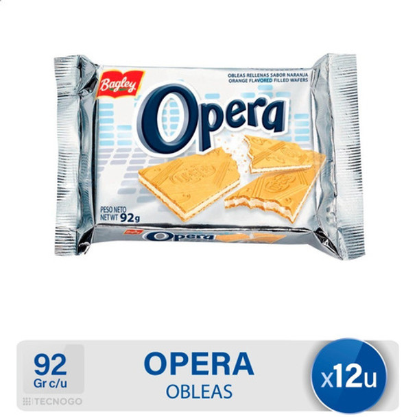 Obleas Opera Rellenas Bagley - Pack X12 0 Obleas Opera Rellenas Bagley - Pack X12 0