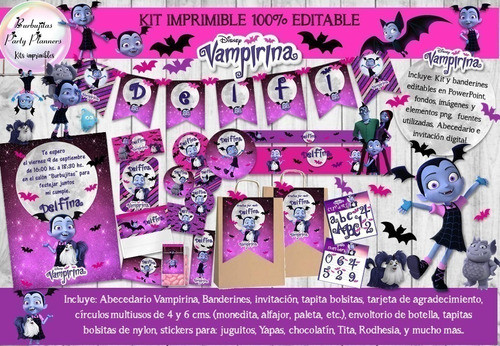 Kit Imprimible Candy Bar Vampirina 100% Editable 0