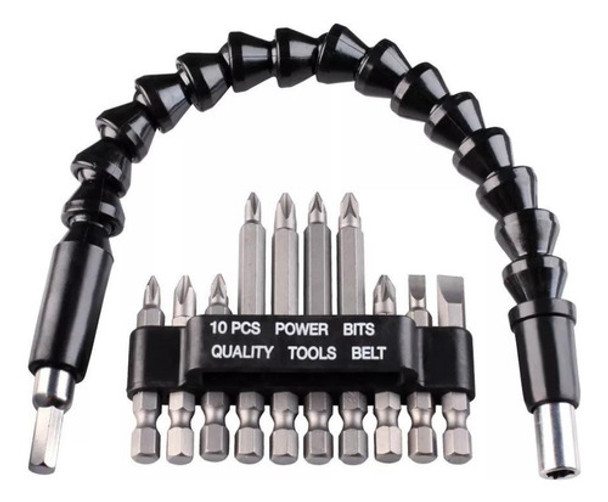 Eje Flexible Para Atornillador + Kit 10 Puntas Kwb 113990 0