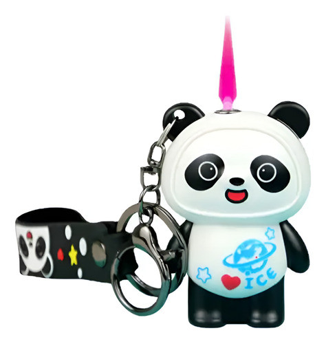 Encendedor Llavero Panda Llama Rosada Anti Viento Recargable 0