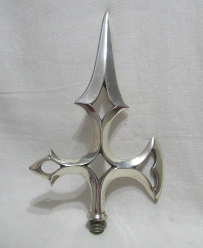 Antigua Punta Bronce Plateado Para Mástil Bandera Ceremonial 0