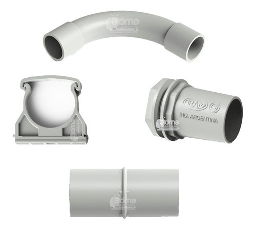 Kit Accesorios Caño Pvc 25mm Curva Grampa Union Conector 0