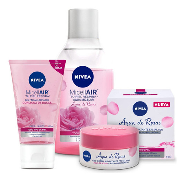 Pack Rose Care Nivea Gel Facial + Agua Micelar + Gel Micelar 0