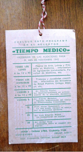 Antiguo Programa Radial Para Colgar Del Receptor Radio 0