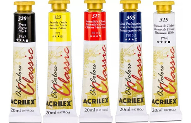 Pintura Al Óleo Acrilex 20ml Pack De 6 Unidades 0