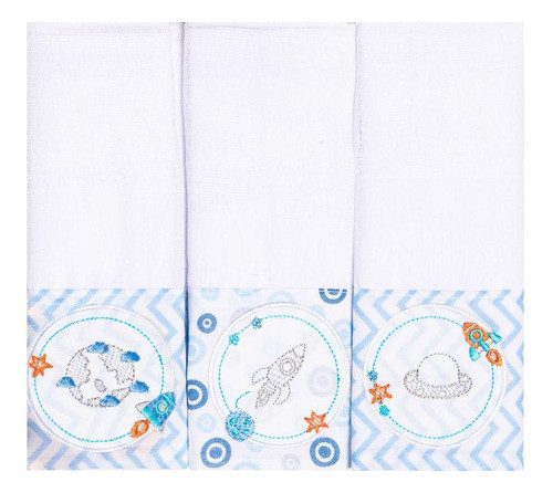 Kit Paninho De Boca Planetas Bordado Na Faixa Com 3 Pcs Papi 0