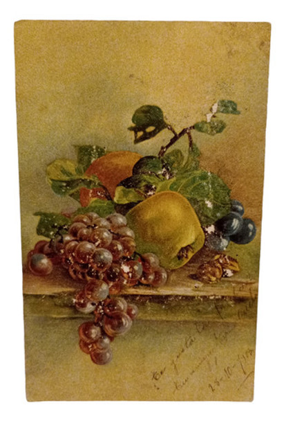 Tarjeta Postal Antigua Pintura Naturaleza Muerta 0