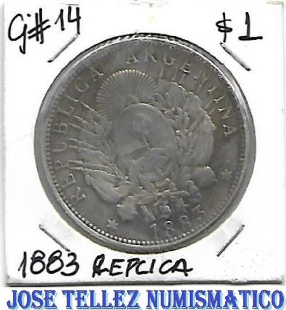 Moneda  Argentina 1 Patacon 1883 Replica Alpaca/plata Palerm 0
