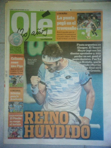 Diario Ole 19 Septiembre 2016 Leo Mayer Copa Davis 0