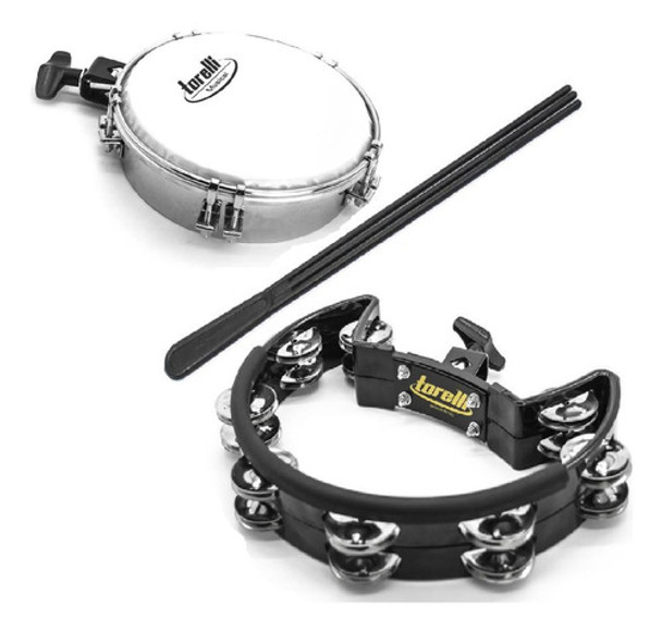 Kit Torelli Pandeirola Tp323 Tamborim Com Clamp E Baqueta 0