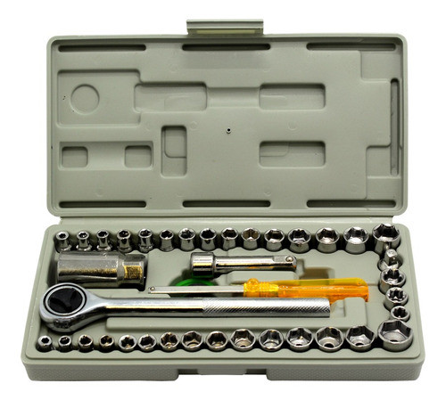 Caja De Herramientas Juego Llave Tubo Kit 40 Piezas Estuche 0