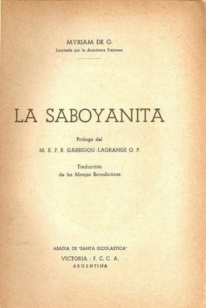 La Saboyanita  - Myriam De G. - Abadia De Santa Escolastica 0
