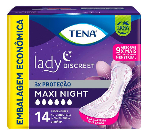 Absorvente Tena Lady Discreet Maxi Night Discreto Noturno 0